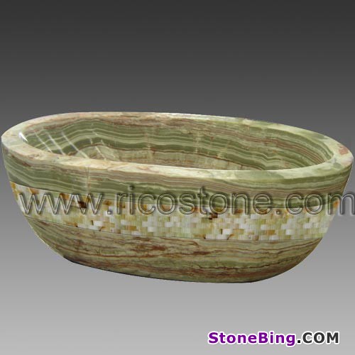 Green Onyx Mosaic Bathtub