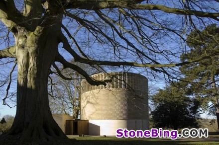 The façade of England‘s Ripon College Chapel is clad in a natural stone weave