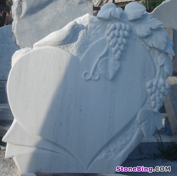 Heart Carving Marble Gravestone