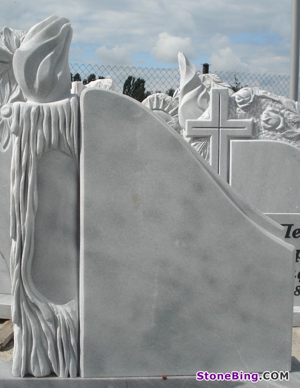 Marble Gravestone with Candle Carving