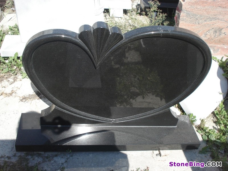Black Granite Heart Gravestone