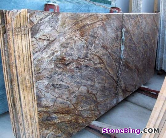 Rainforest Brown Marble Slab