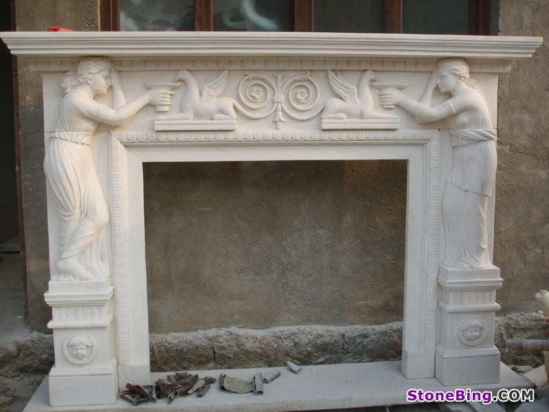 marble angel statue fireplace