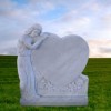 White Marble Angel Leaning Headstone
