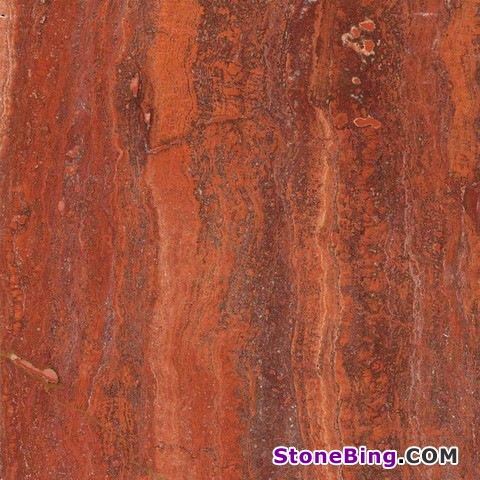 Persian Red Travertine vein cut