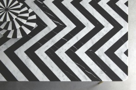 Designer Bethan Gray: stripes, wedges, and zigzags in black and white marble