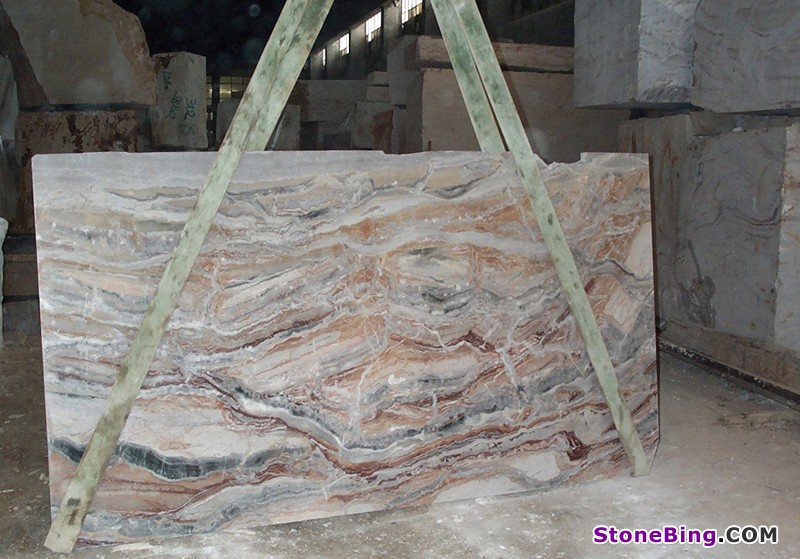 Arabescato Orobico Rosso Marble Slab