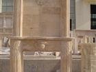 limestone,travertine,marble fireplace,statue,flower pot,carving